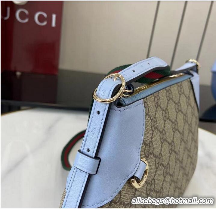 Best Cheap Gucci GG Canvas Emblem Small Shoulder bag 815218 Light Blue 2026