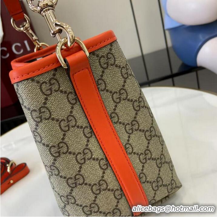 Classic Specials Gucci GG Canvas Emblem Small Bucket Bag 815118 Beige/Orange 2026