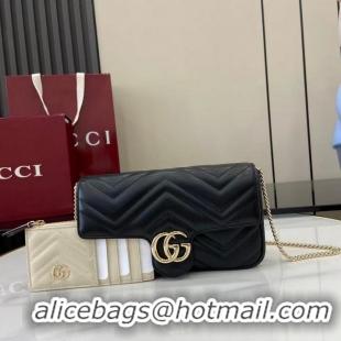 Low Price Gucci GG Marmont Leather Mini Bag 751526 Black/White 2026