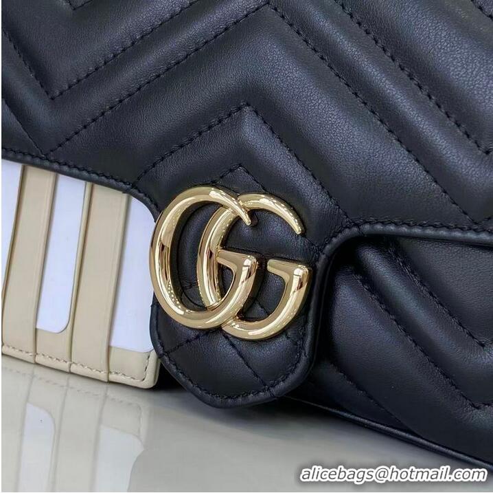 Low Price Gucci GG Marmont Leather Mini Bag 751526 Black/White 2026