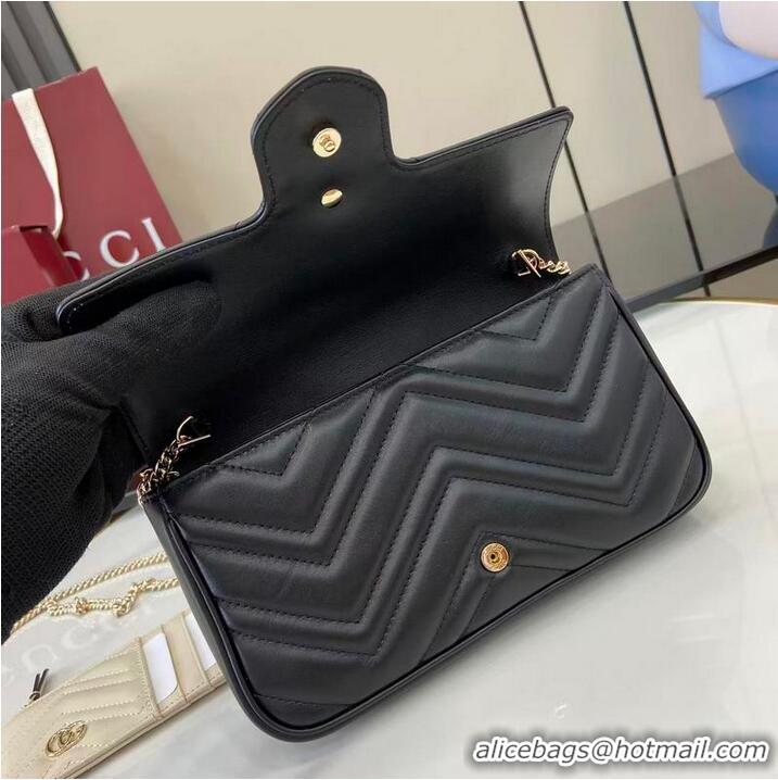 Low Price Gucci GG Marmont Leather Mini Bag 751526 Black/White 2026