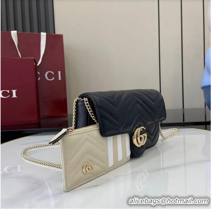 Low Price Gucci GG Marmont Leather Mini Bag 751526 Black/White 2026