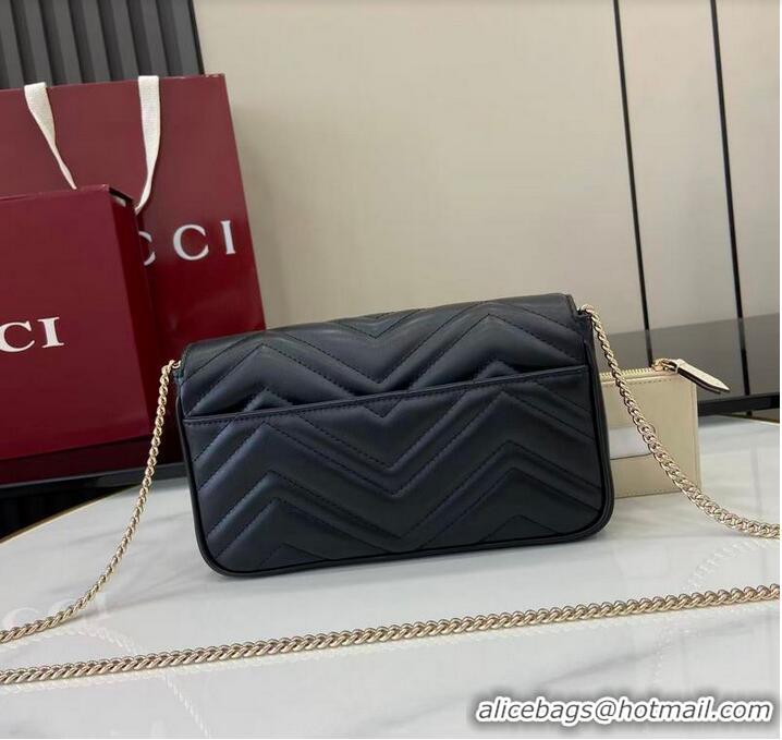 Low Price Gucci GG Marmont Leather Mini Bag 751526 Black/White 2026