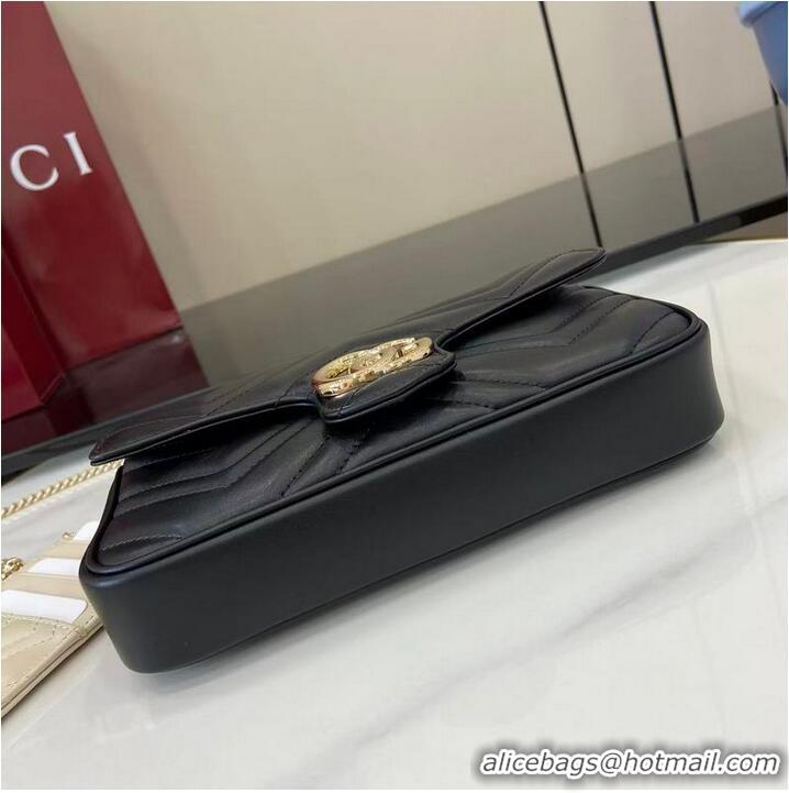 Low Price Gucci GG Marmont Leather Mini Bag 751526 Black/White 2026