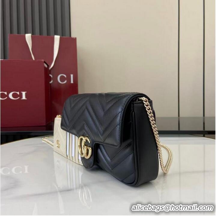 Low Price Gucci GG Marmont Leather Mini Bag 751526 Black/White 2026