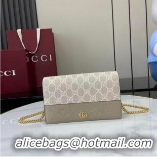 Grade Design Gucci Bi-colour GG Marmont Wallet On Chain ‎497985 Grey Leather