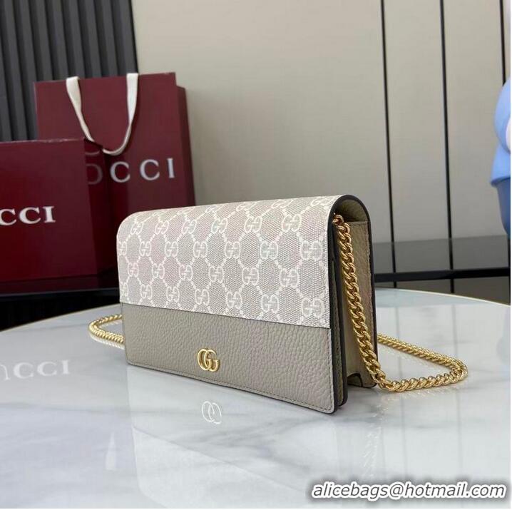 Grade Design Gucci Bi-colour GG Marmont Wallet On Chain ‎497985 Grey Leather