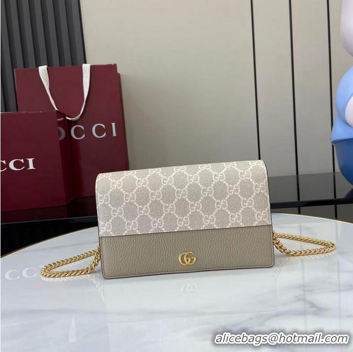 Grade Design Gucci Bi-colour GG Marmont Wallet On Chain ‎497985 Grey Leather