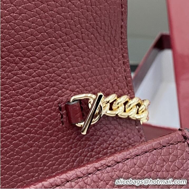 Best Price Gucci Bi-colour GG Marmont Wallet On Chain ‎497985 Burgundy Leather