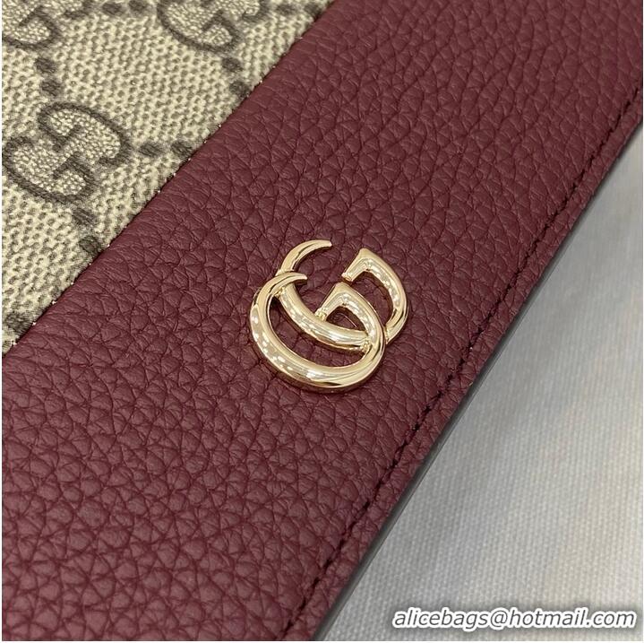 Best Price Gucci Bi-colour GG Marmont Wallet On Chain ‎497985 Burgundy Leather