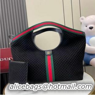 Grade Quality Gucci Giglio Large Tote Bag in GG Suede 853971 Black 2026