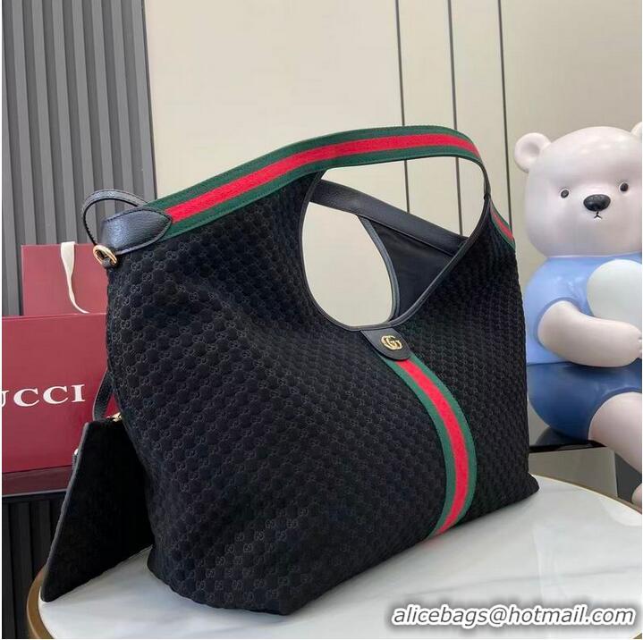Grade Quality Gucci Giglio Large Tote Bag in GG Suede 853971 Black 2026