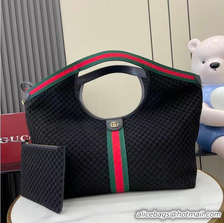 Grade Quality Gucci Giglio Large Tote Bag in GG Suede 853971 Black 2026