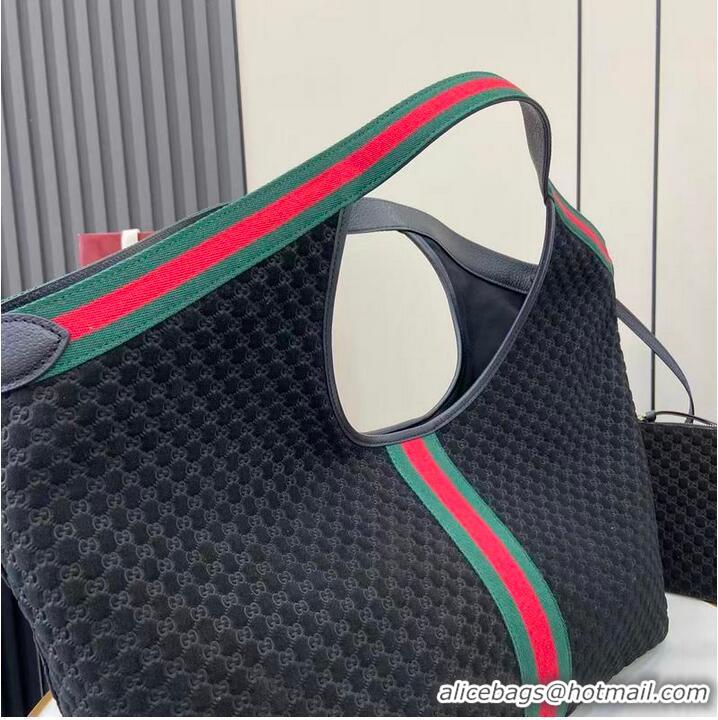 Grade Quality Gucci Giglio Large Tote Bag in GG Suede 853971 Black 2026