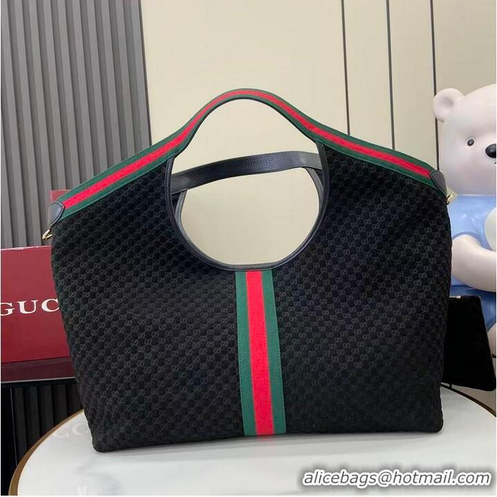 Grade Quality Gucci Giglio Large Tote Bag in GG Suede 853971 Black 2026