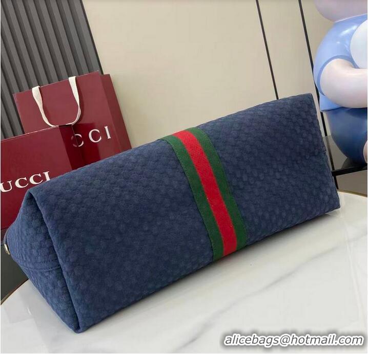 New Cheap Gucci Giglio Large Tote Bag in GG Suede 853971 Dark Blue 2026
