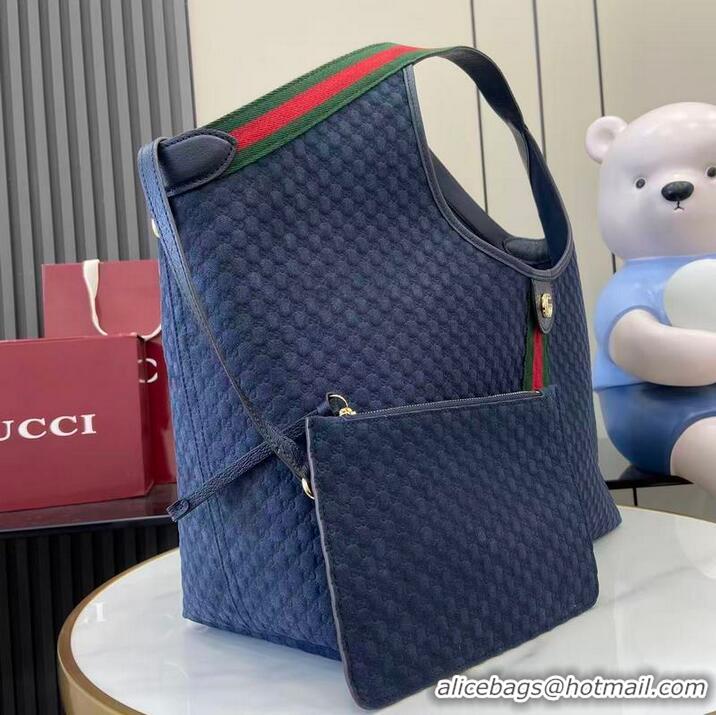 New Cheap Gucci Giglio Large Tote Bag in GG Suede 853971 Dark Blue 2026