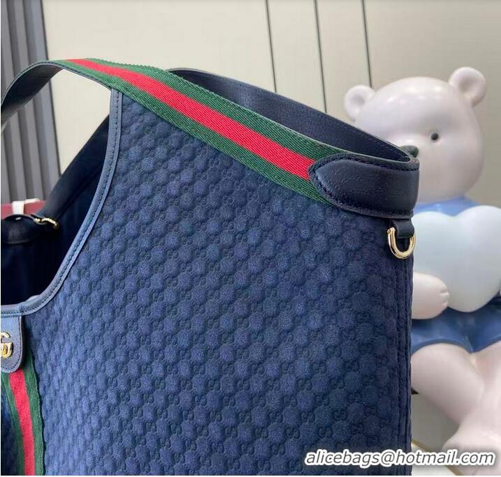 New Cheap Gucci Giglio Large Tote Bag in GG Suede 853971 Dark Blue 2026