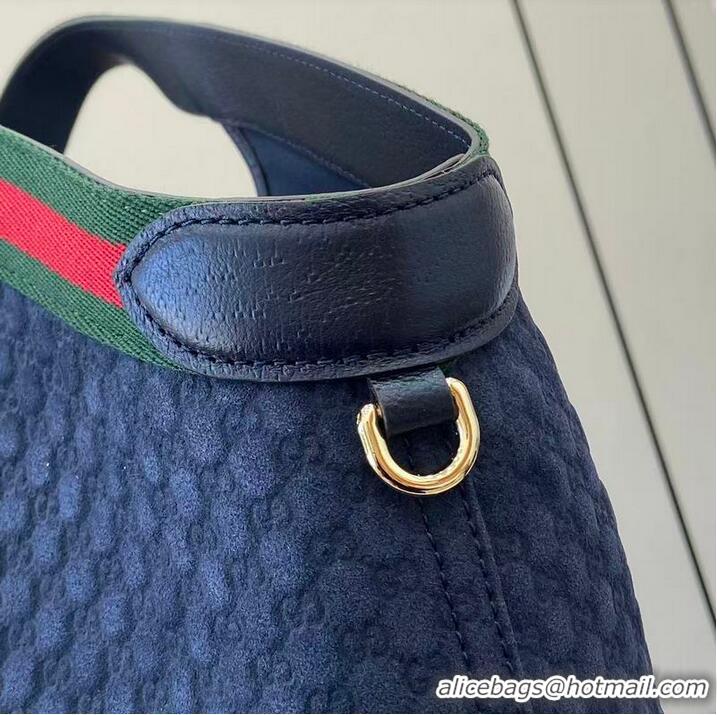 New Cheap Gucci Giglio Large Tote Bag in GG Suede 853971 Dark Blue 2026