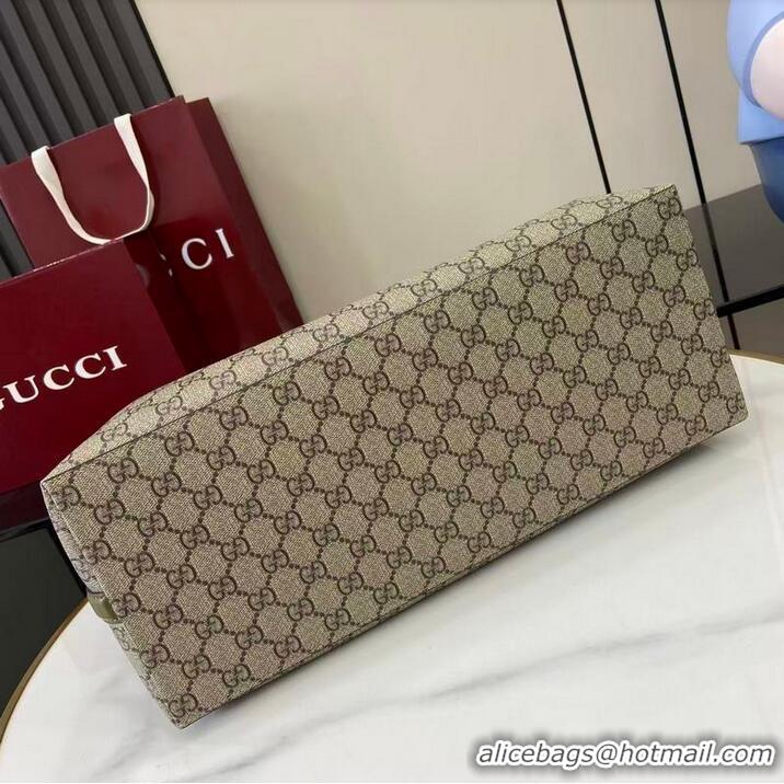Inexpensive Gucci GG Canvas Emblem Large Tote bag 815213 Beige/Forest Green 2026