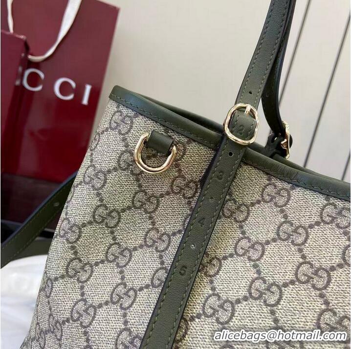 Cheapest Gucci GG Canvas Emblem Medium Tote Bag 815214 Beige/Forest Green 2025