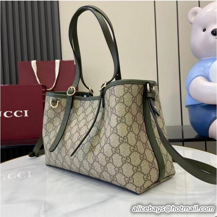 Cheapest Gucci GG Canvas Emblem Medium Tote Bag 815214 Beige/Forest Green 2025