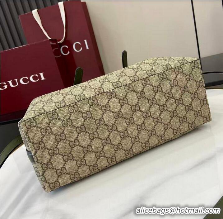Cheapest Gucci GG Canvas Emblem Medium Tote Bag 815214 Beige/Forest Green 2025