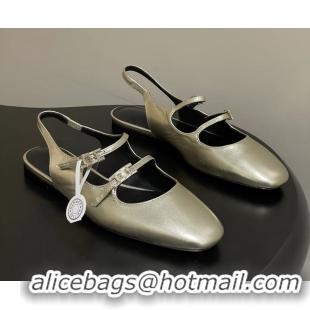 Low Price Hermes Mila Flat Slingback with Hapi Buckle Gold Calfskin Leather 6052701