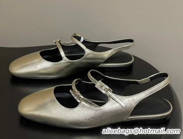 Low Price Hermes Mila Flat Slingback with Hapi Buckle Gold Calfskin Leather 6052701
