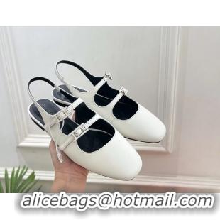Trendy Design Hermes Mila Slingback Flats White Calfskin Leather 6052704