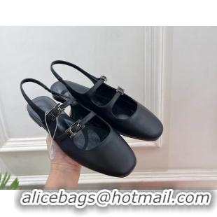 Unique Ladies Hermes Mila Slingback Flats Black Calfskin Leather 6052704