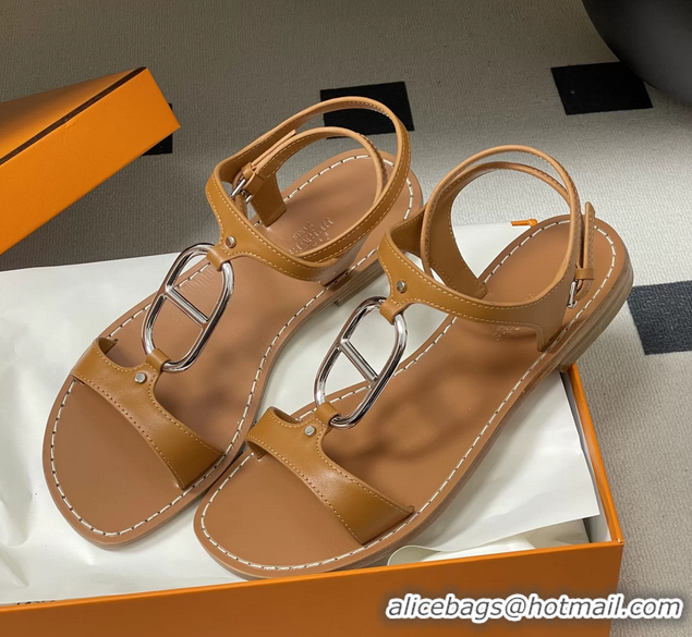 Best Product Hermes Marinella Brown Leather Sandals 6052708