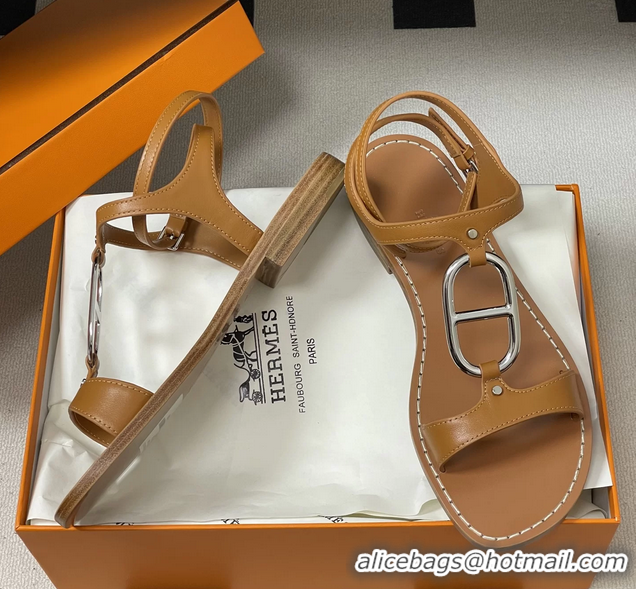Best Product Hermes Marinella Brown Leather Sandals 6052708