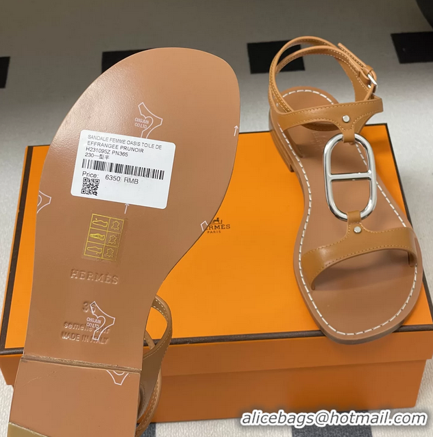 Best Product Hermes Marinella Brown Leather Sandals 6052708