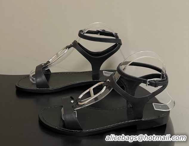 Lowest Price Hermes Marinella Black Leather Sandals 6052708