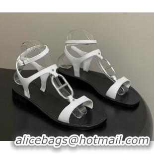 Unique Ladies Hermes Marinella White Leather Sandals 6052708