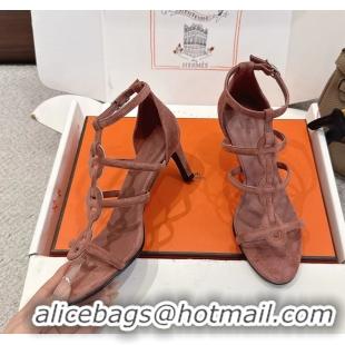 Cheap Price Hermes Magic High Heel Sandals Shoes Nude Suede Goatskin 70MM 6052709