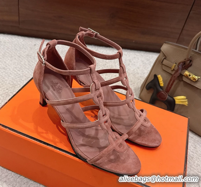 Cheap Price Hermes Magic High Heel Sandals Shoes Nude Suede Goatskin 70MM 6052709