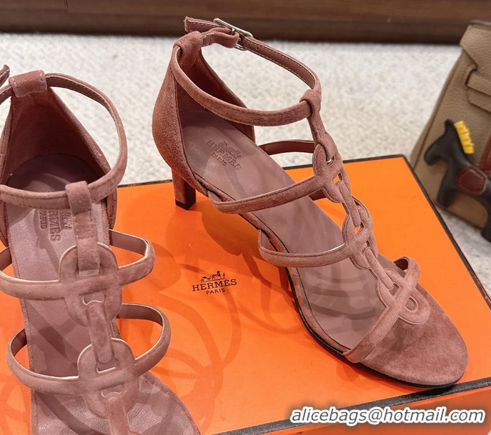 Cheap Price Hermes Magic High Heel Sandals Shoes Nude Suede Goatskin 70MM 6052709