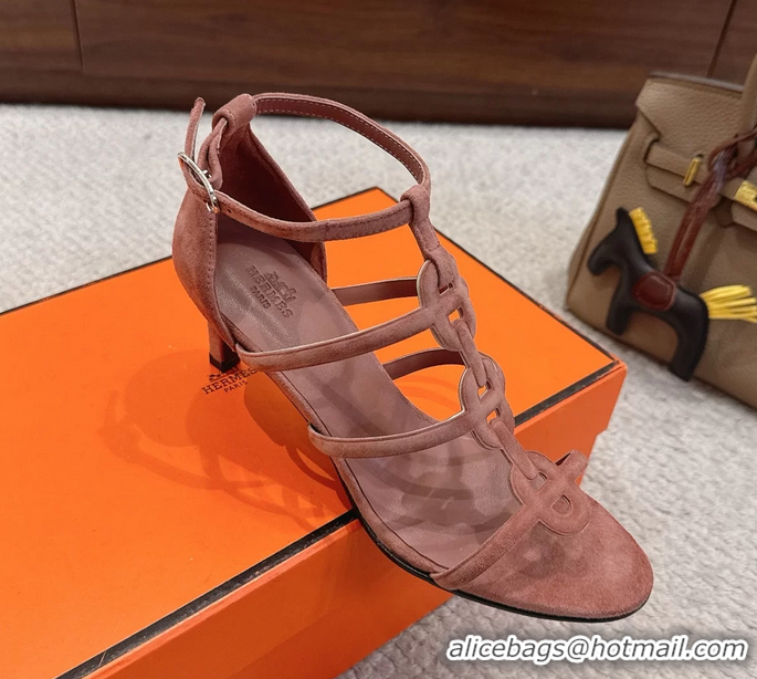Cheap Price Hermes Magic High Heel Sandals Shoes Nude Suede Goatskin 70MM 6052709