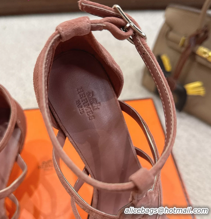 Cheap Price Hermes Magic High Heel Sandals Shoes Nude Suede Goatskin 70MM 6052709