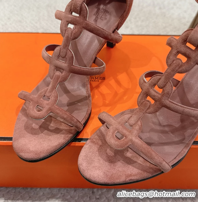 Cheap Price Hermes Magic High Heel Sandals Shoes Nude Suede Goatskin 70MM 6052709