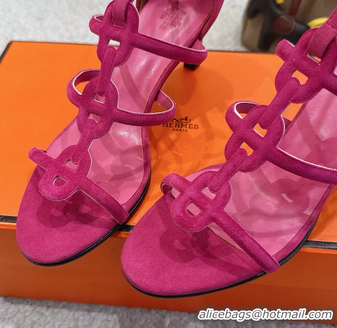 Hot Style Hermes Magic High Heel Sandals Shoes Fuchsia Suede Goatskin 70MM 6052709
