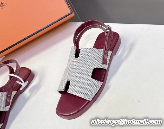 Chic Hermes Maya Ankle Strap Sandals Light Gray Canvas 6052802