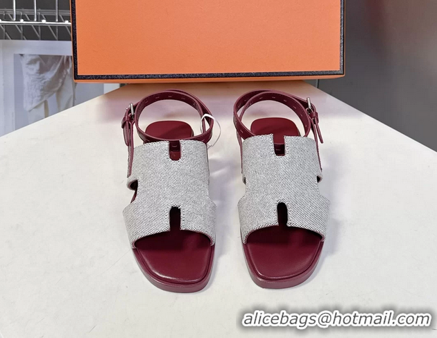 Chic Hermes Maya Ankle Strap Sandals Light Gray Canvas 6052802