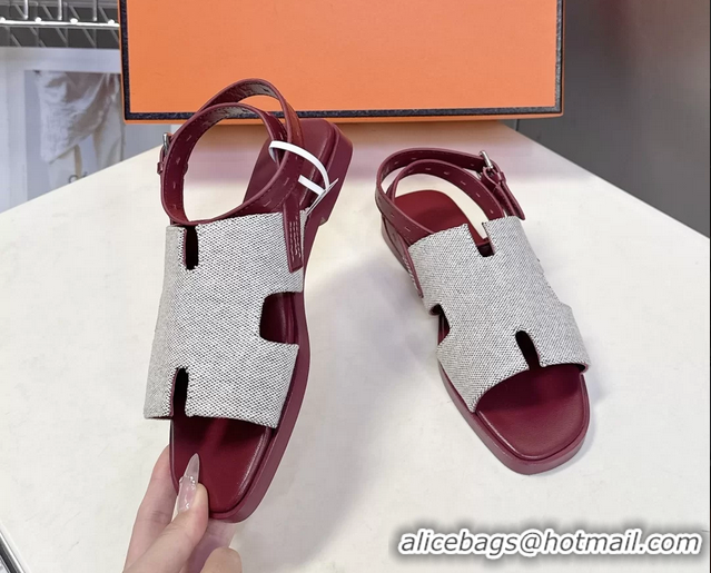 Chic Hermes Maya Ankle Strap Sandals Light Gray Canvas 6052802