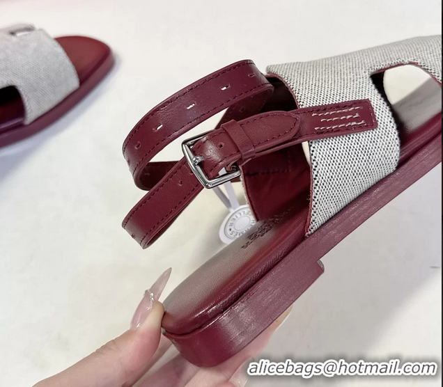 Chic Hermes Maya Ankle Strap Sandals Light Gray Canvas 6052802