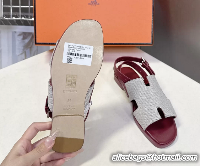Chic Hermes Maya Ankle Strap Sandals Light Gray Canvas 6052802