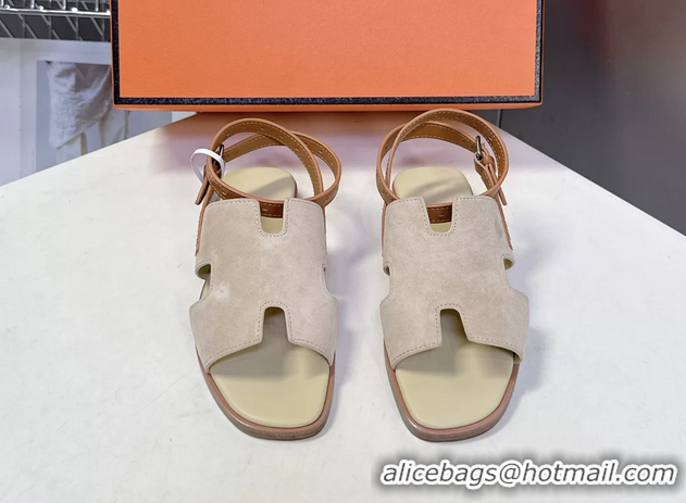 Durable Hermes Maya Ankle Strap Sandals Beige Suede Goatskin Leather 6052802