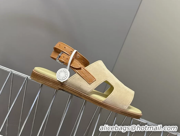 Durable Hermes Maya Ankle Strap Sandals Beige Suede Goatskin Leather 6052802